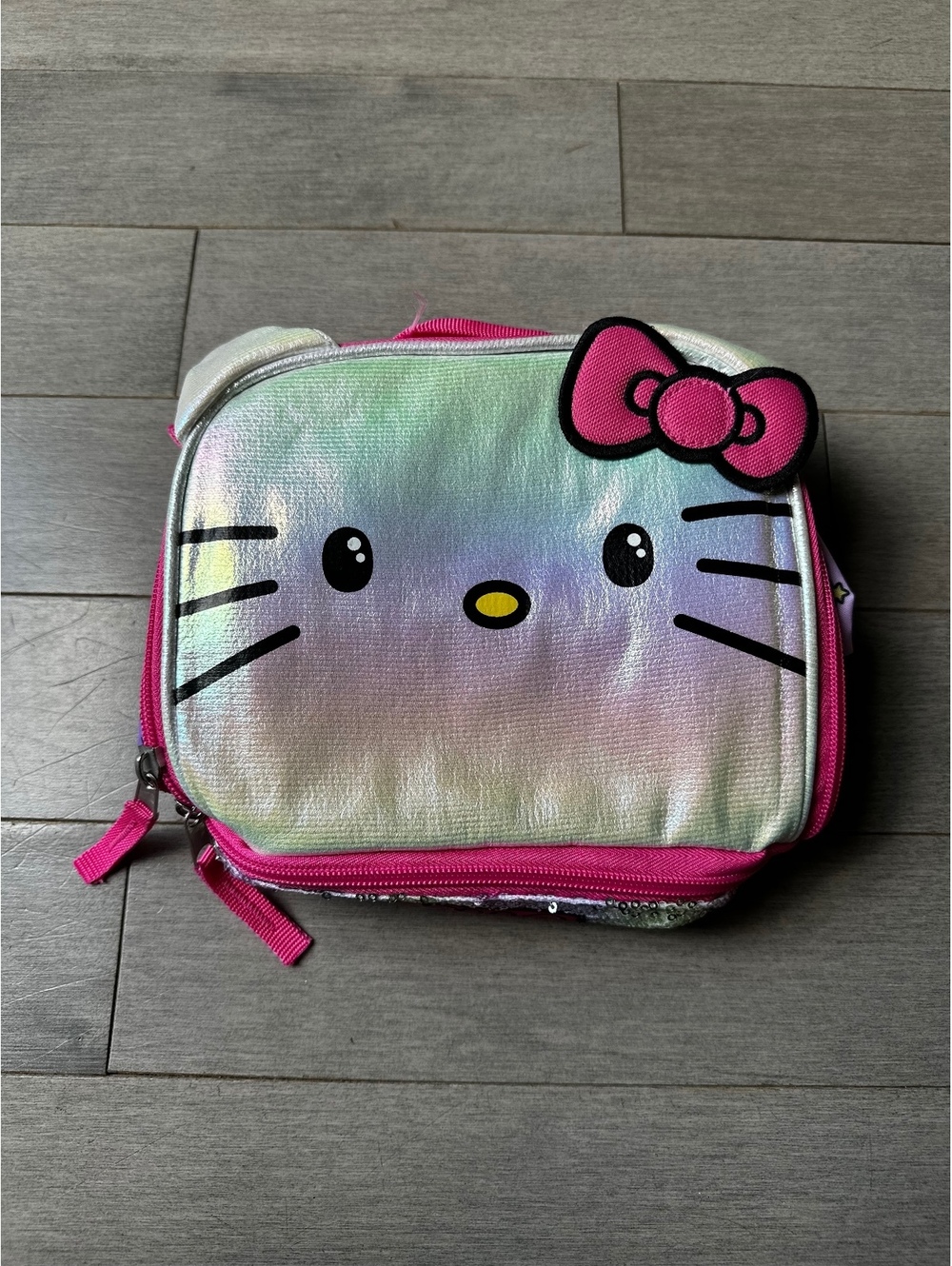 Girls Hello Kitty Kids Lunchbox with Rainbow Sequin multi compartment NWT